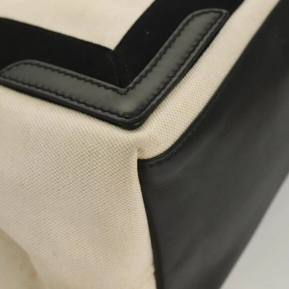 BALENCIAGA Navy Cabas S Hand Bag Canvas Black White 339933 Auth 129400 - Picture 4 of 16